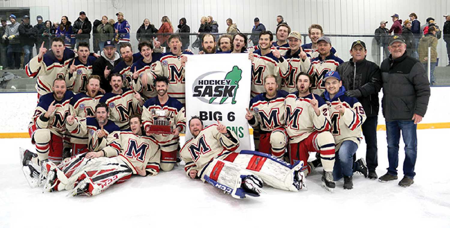 The Moosomin Rangers with their Big Six championship banner last year after winning the league.